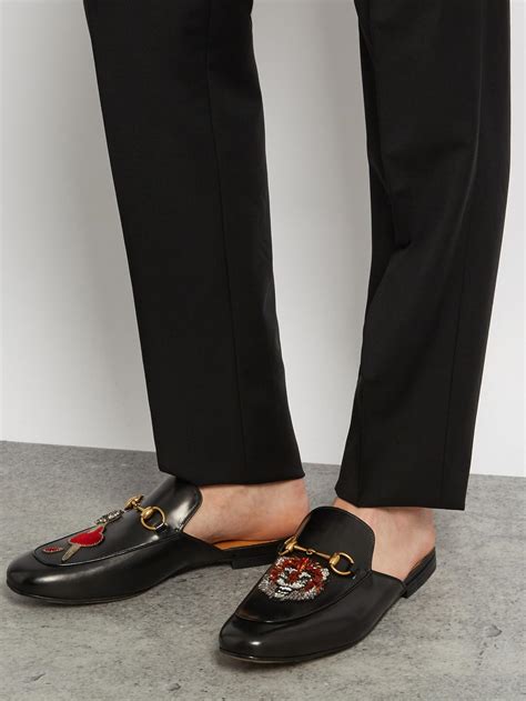 gucci black mens loafers|gucci backless loafers men.